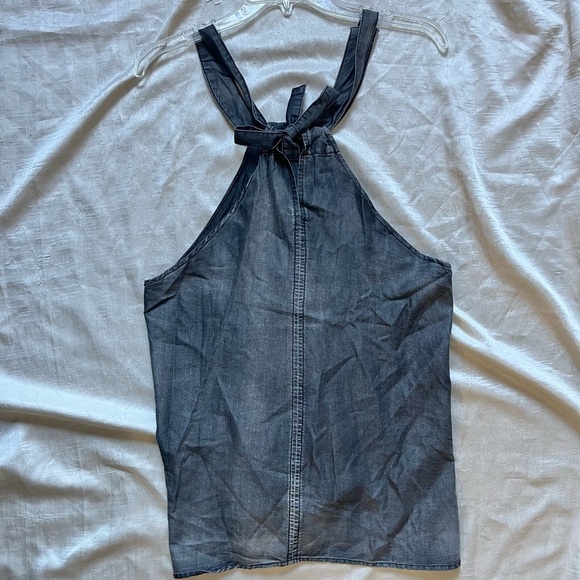 Mazik Distressed Black Denim Halter Top - Picture 3 of 7